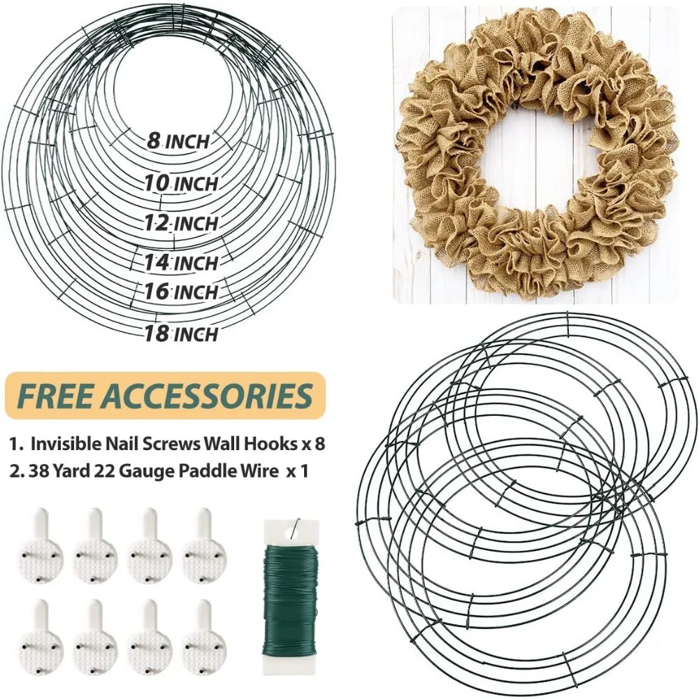 UltraOutlet 8 Pack Wire Wreath Frames Metal Wreath Form