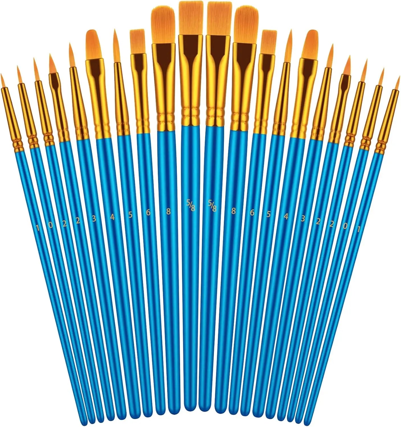 Set of 20 Acrylic Oil Watercolor Paint Brushes for Artists and Kids
