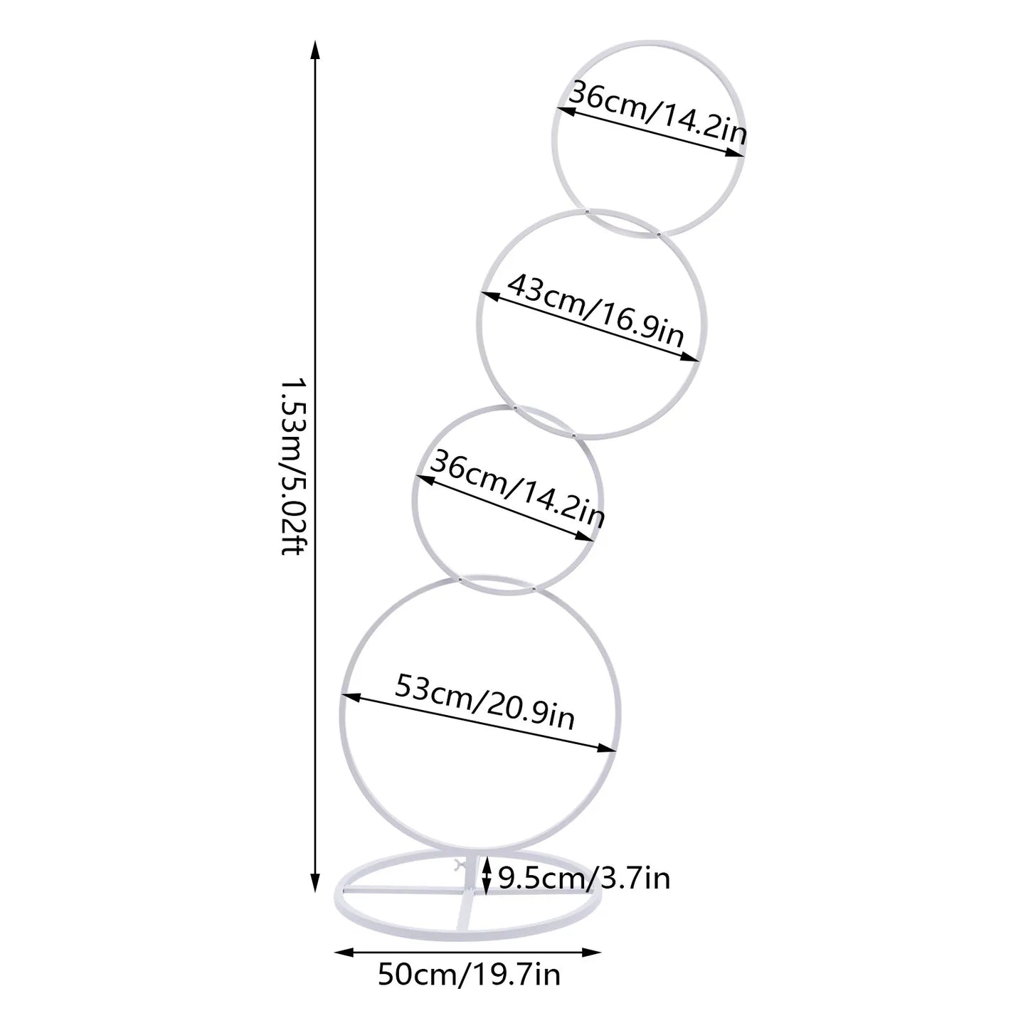 Wedding Detachable 4 Tier Gold White Metal Hoop Arch