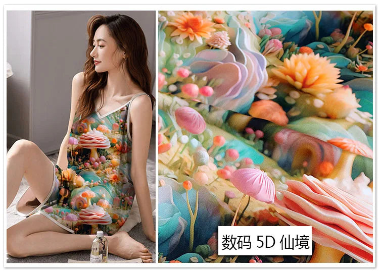 CN Zhejiang 3D Printed Rayon Fabric By The Meter Dress