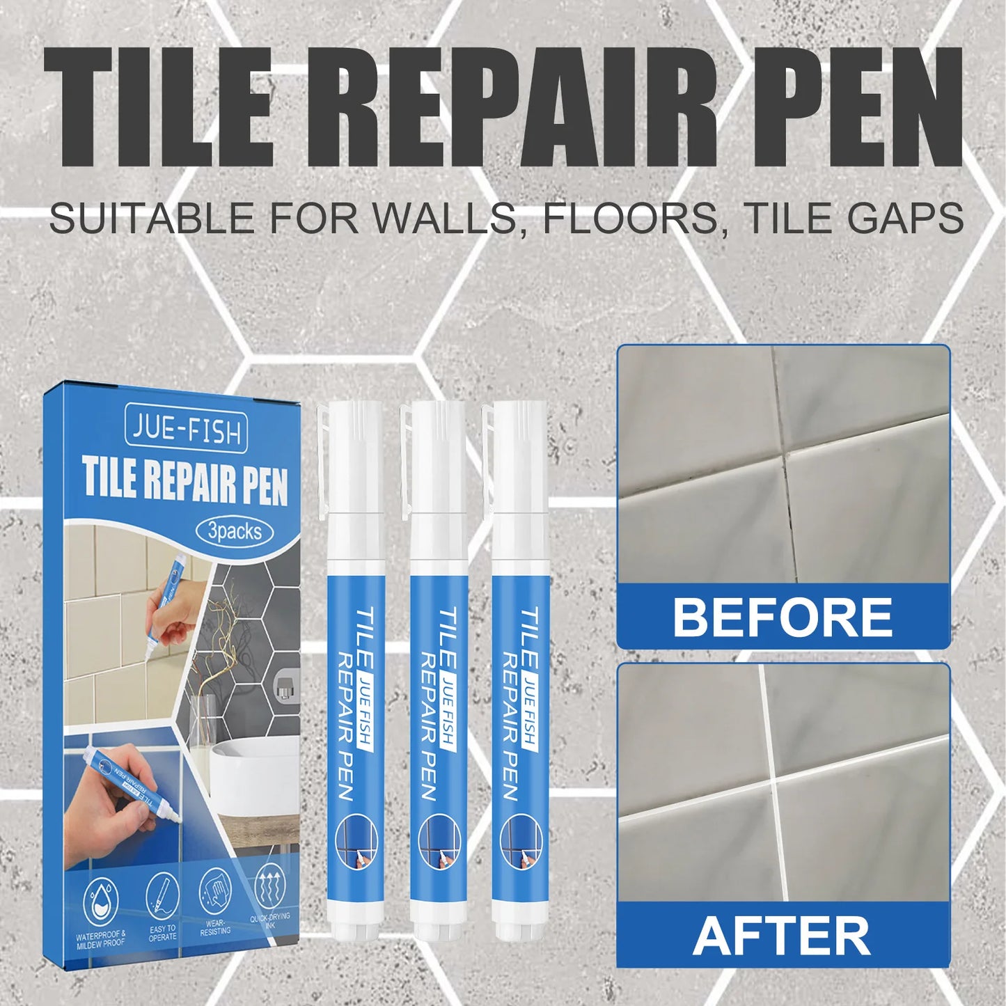 Jue Fish Tile Grout Repair Pen Ceramic Grout Sealer