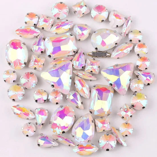 SNCRYSTAL Claw Setting Shapes Mix Rhinestones Sew On