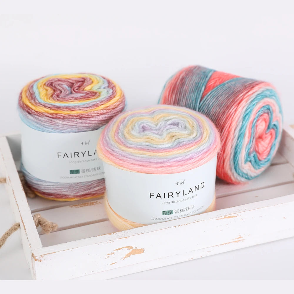 4 Pack Rainbow Gradient Wool Cake Yarn for Autumn Knitting
