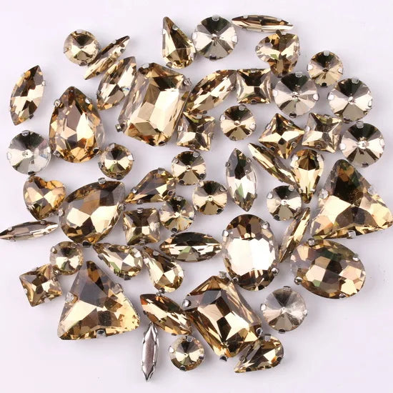 SNCRYSTAL Claw Setting Shapes Mix Rhinestones Sew On