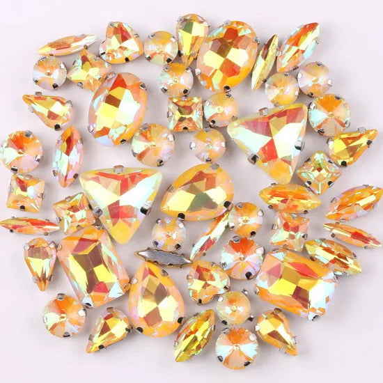 SNCRYSTAL Claw Setting Shapes Mix Rhinestones Sew On