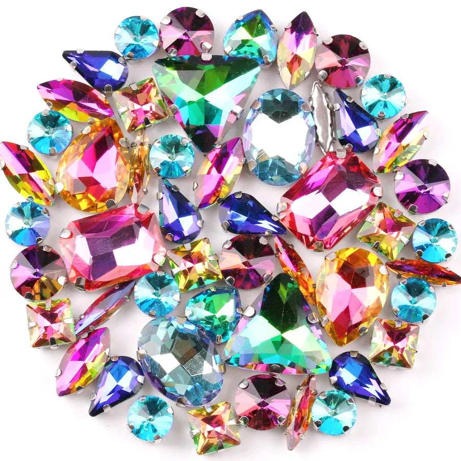 SNCRYSTAL Claw Setting Shapes Mix Rhinestones Sew On