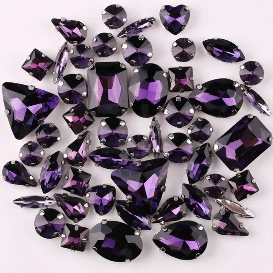 SNCRYSTAL Claw Setting Shapes Mix Rhinestones Sew On