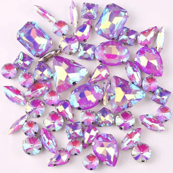 SNCRYSTAL Claw Setting Shapes Mix Rhinestones Sew On