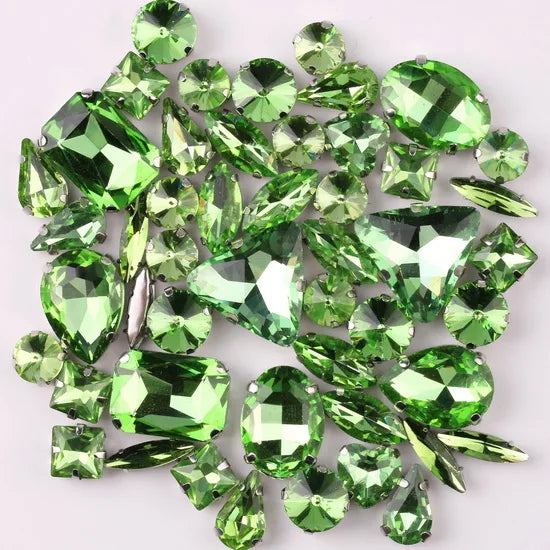 SNCRYSTAL Claw Setting Shapes Mix Rhinestones Sew On