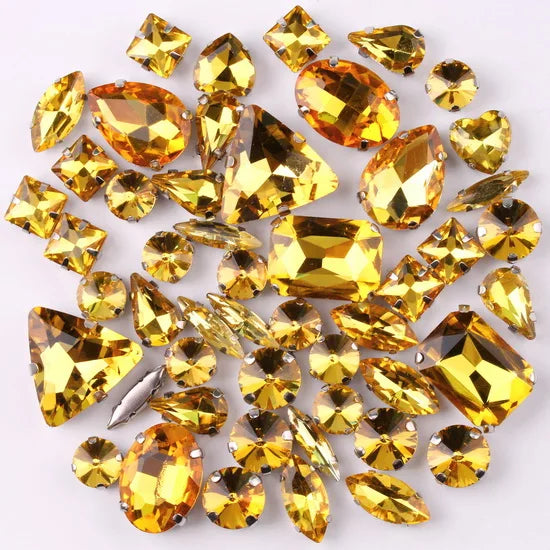 SNCRYSTAL Claw Setting Shapes Mix Rhinestones Sew On