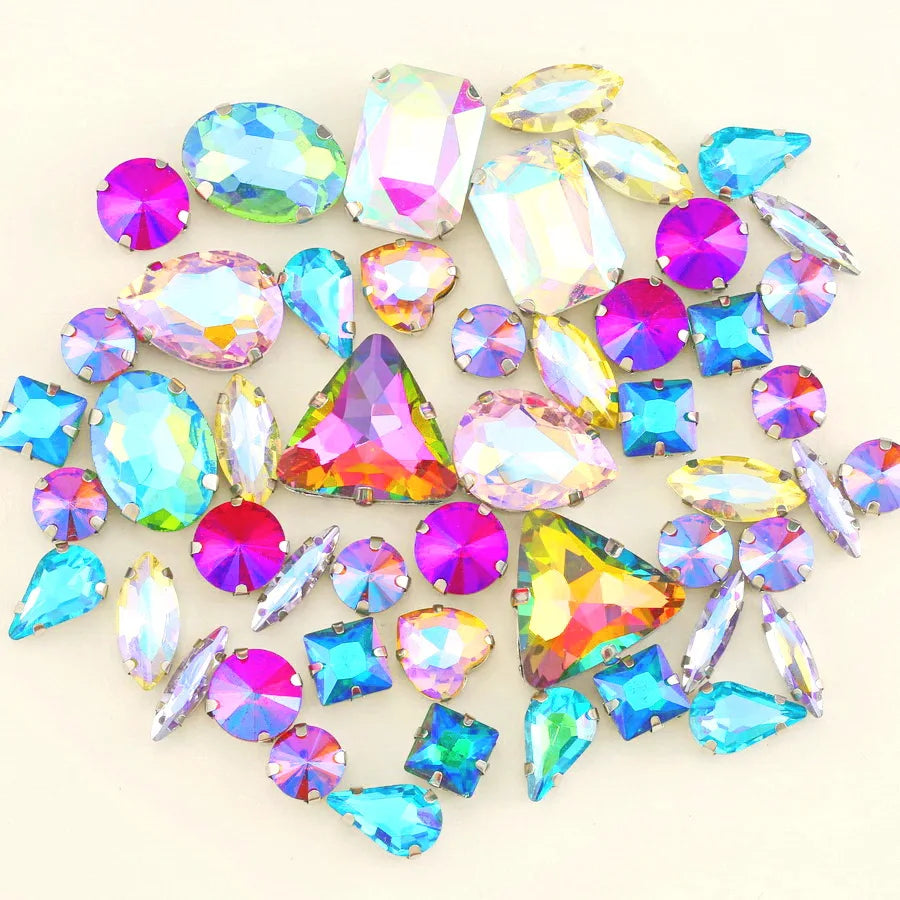 SNCRYSTAL Claw Setting Shapes Mix Rhinestones Sew On