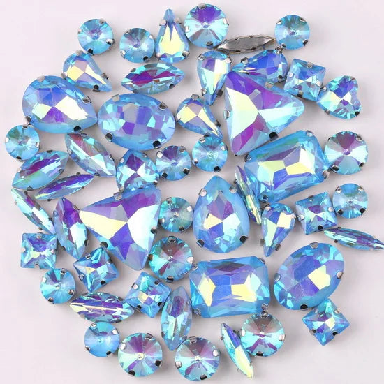 SNCRYSTAL Claw Setting Shapes Mix Rhinestones Sew On