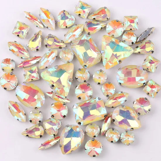 SNCRYSTAL Claw Setting Shapes Mix Rhinestones Sew On
