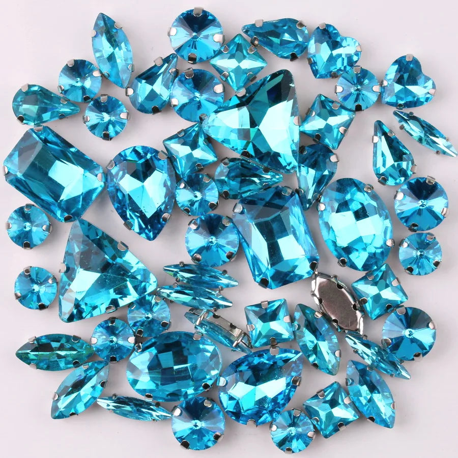 SNCRYSTAL Claw Setting Shapes Mix Rhinestones Sew On