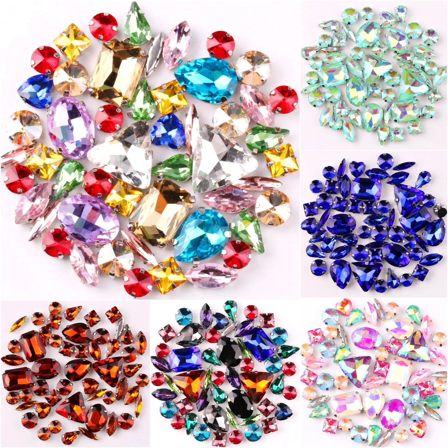 SNCRYSTAL Claw Setting Shapes Mix Rhinestones Sew On