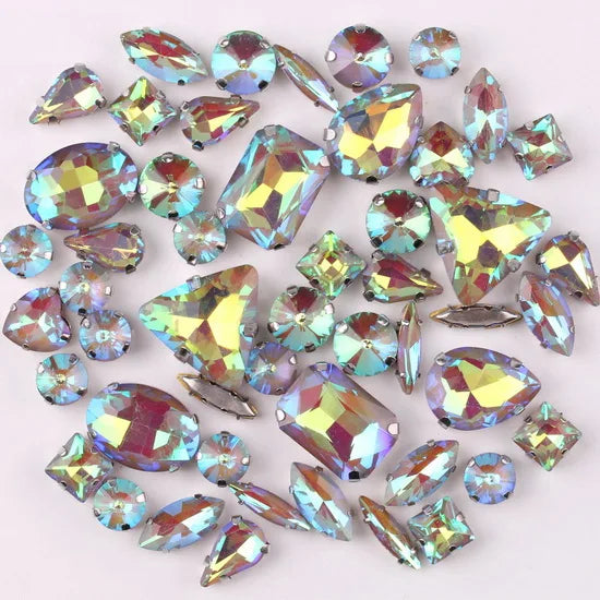 SNCRYSTAL Claw Setting Shapes Mix Rhinestones Sew On