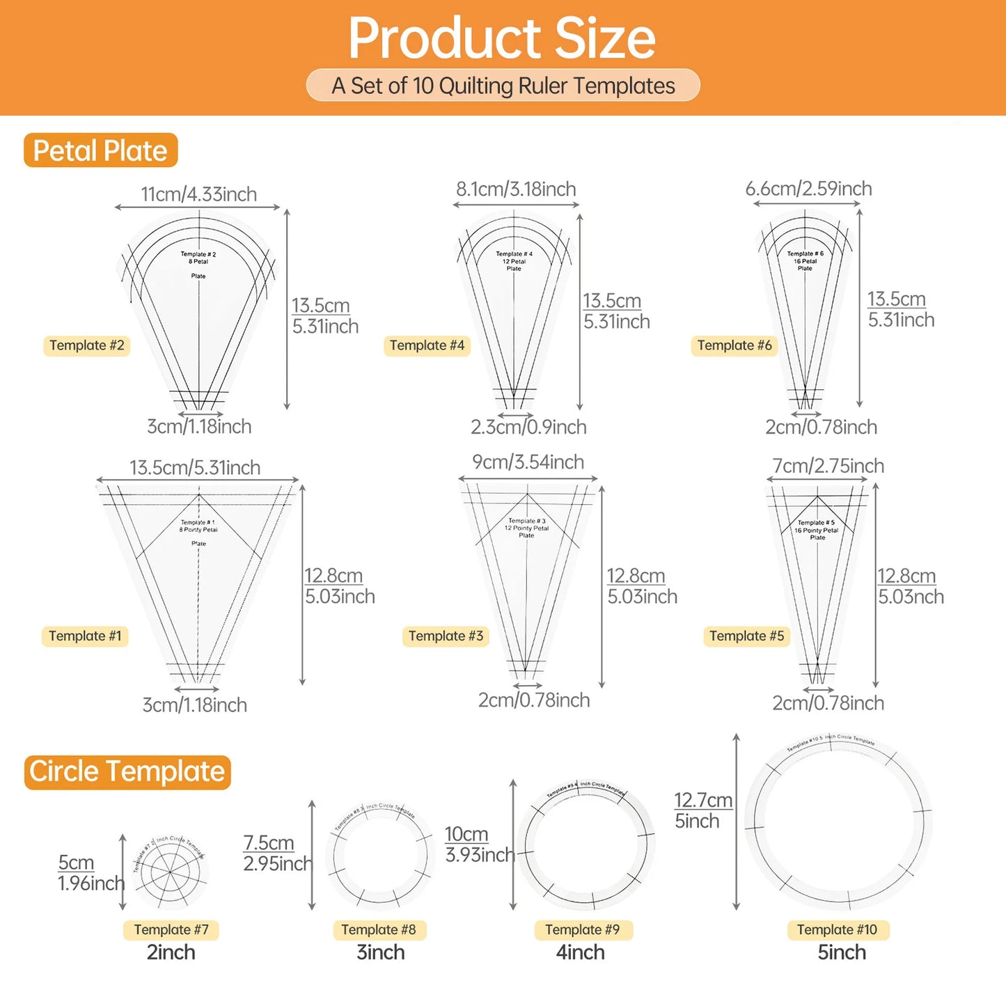 ChgImposs All In One Quilting Patchwork Ruler Set With Shapes