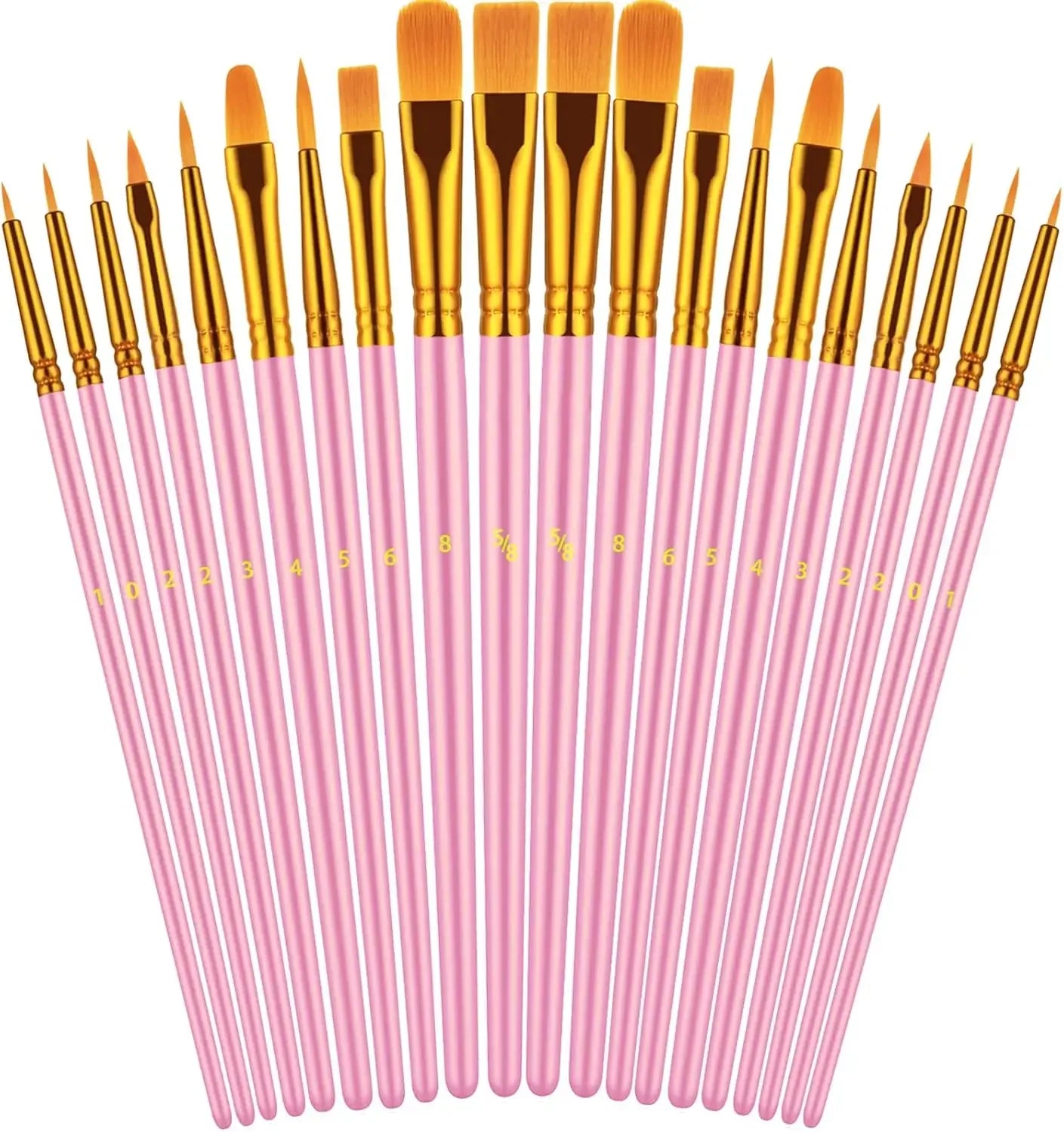 Set of 20 Acrylic Oil Watercolor Paint Brushes for Artists and Kids