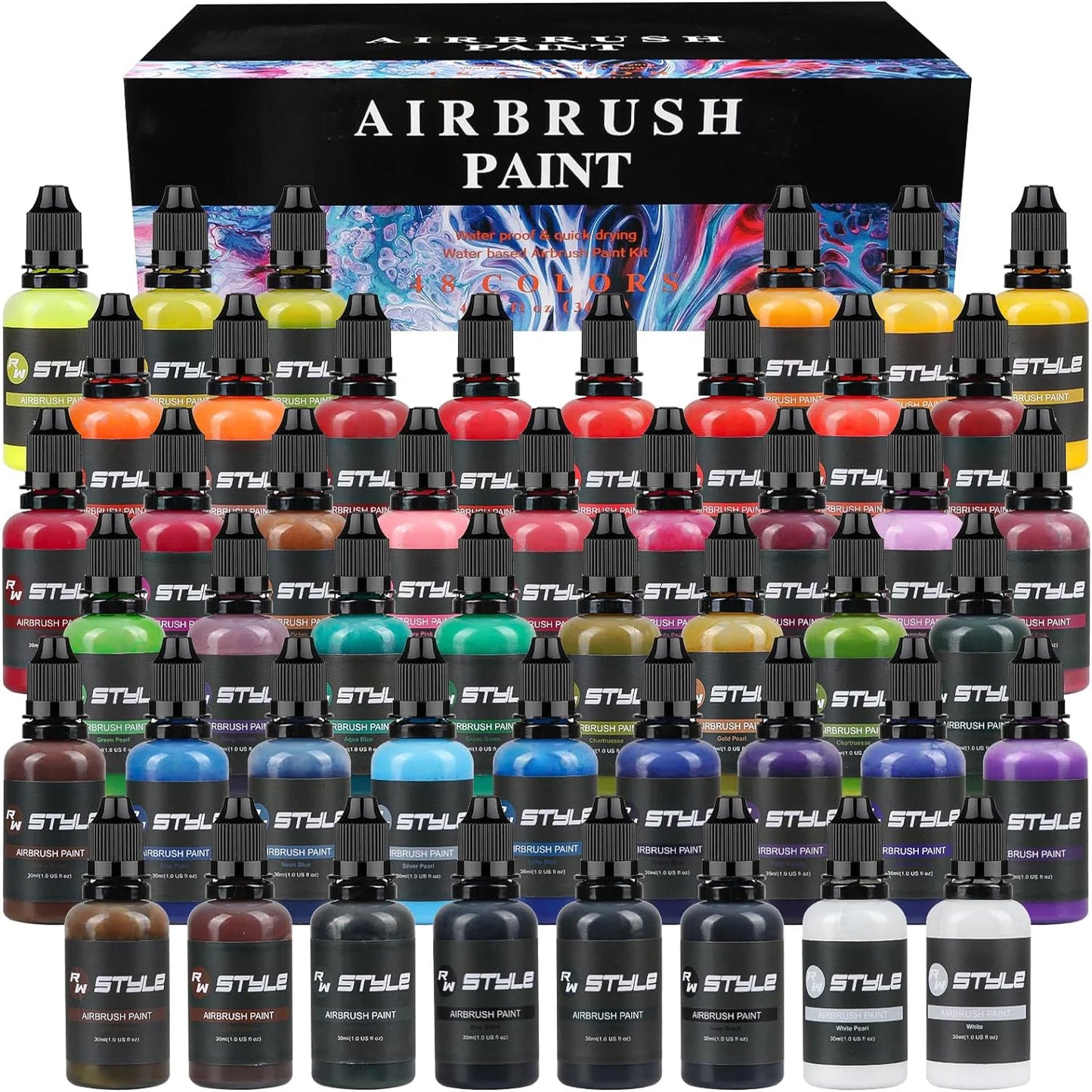 48 Color Airbrush Paint Set Opaque for Leather Shoes