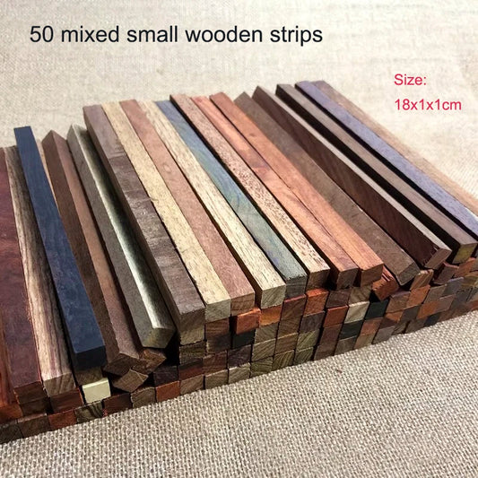 50pcs Mixed Solid Wood Square Strips for DIY Engraving