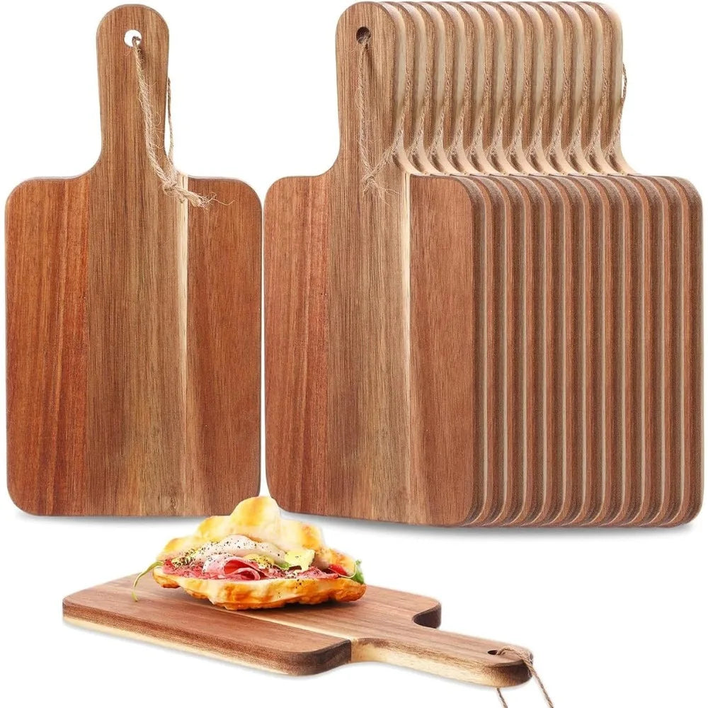 Acacia Wood Cutting Board Set With Handles 6 Pack Bundle
