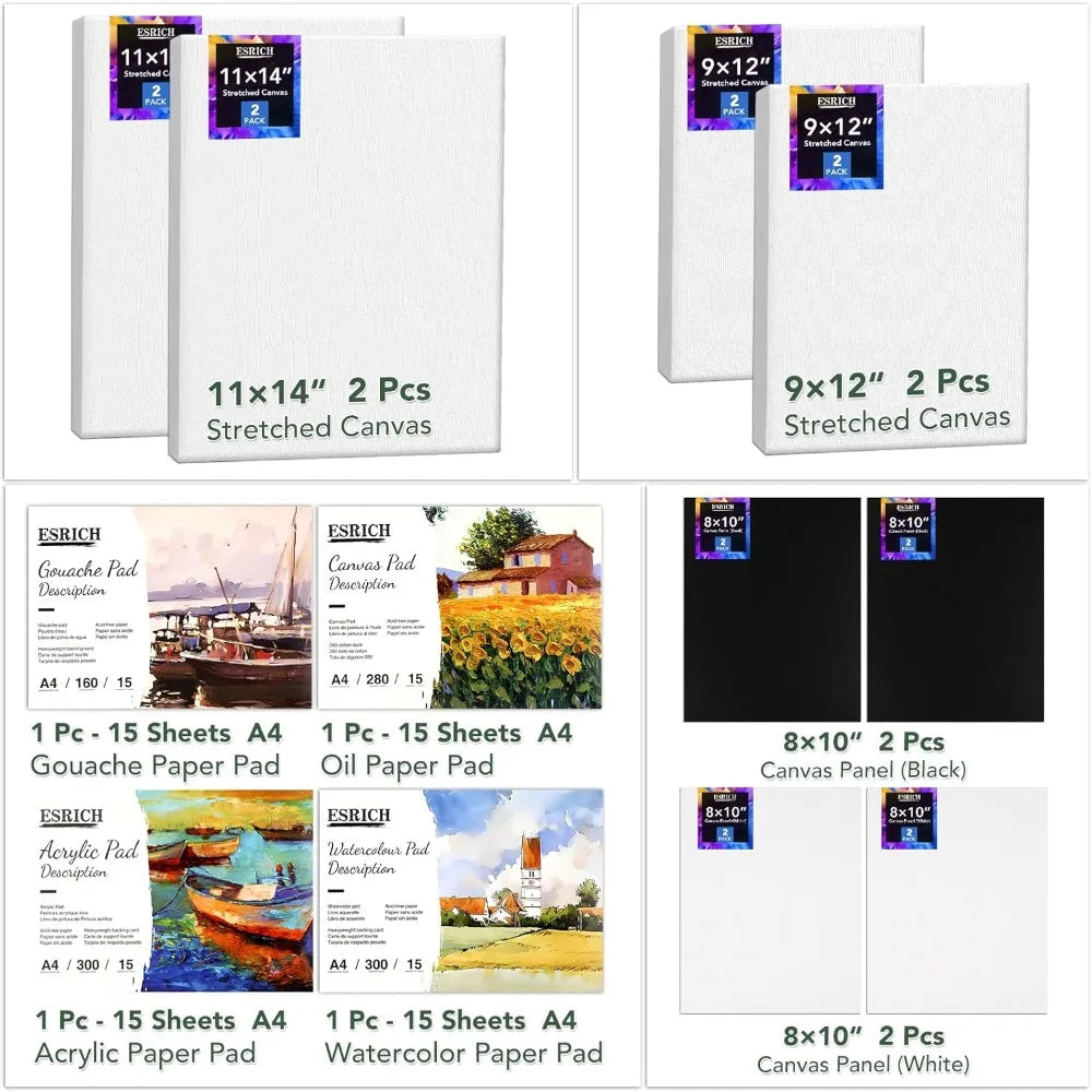 Professional 166 Piece Art Painting Set with Oils, Easels