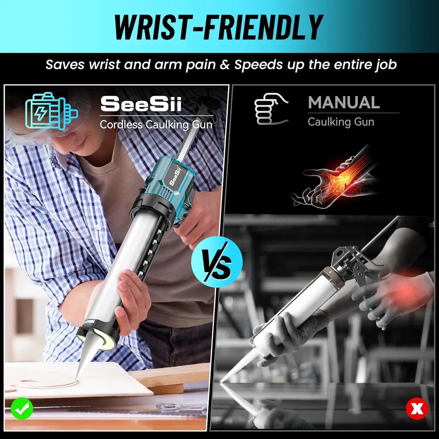 Seesii Cordless Glue Gun With LED Light Lightweight