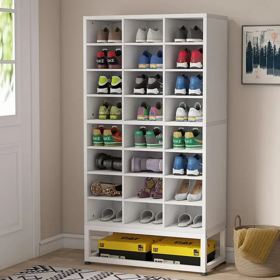 Tribesigns 8-Tier Wooden Shoe Cabinet with Display Shelf