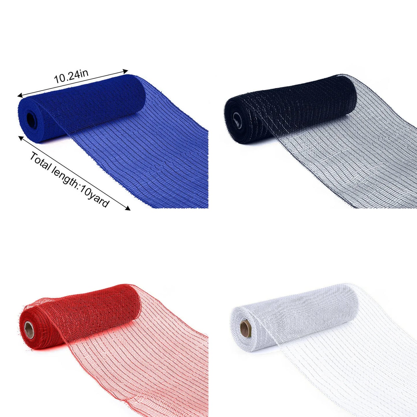 4 Rolls 10 Inch Deco Mesh Ribbon for Wreath DIY Crafts