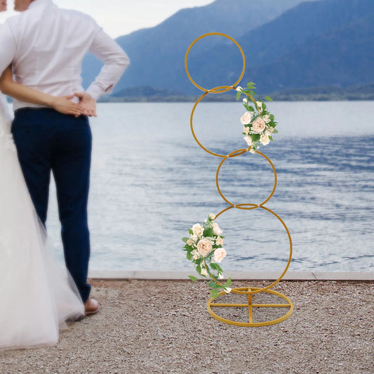Bymaocar Wedding Round Hoop Backdrop Stand 4 Tier Arch