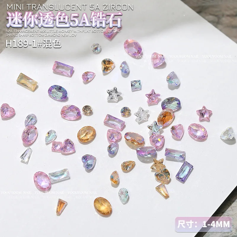 Taste Girl Zircon Crystal Nail Rhinestones Mix Shapes 50Pcs