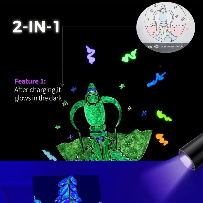 Fantastory Glow In The Dark Paint Set 10pc 60ml Neon