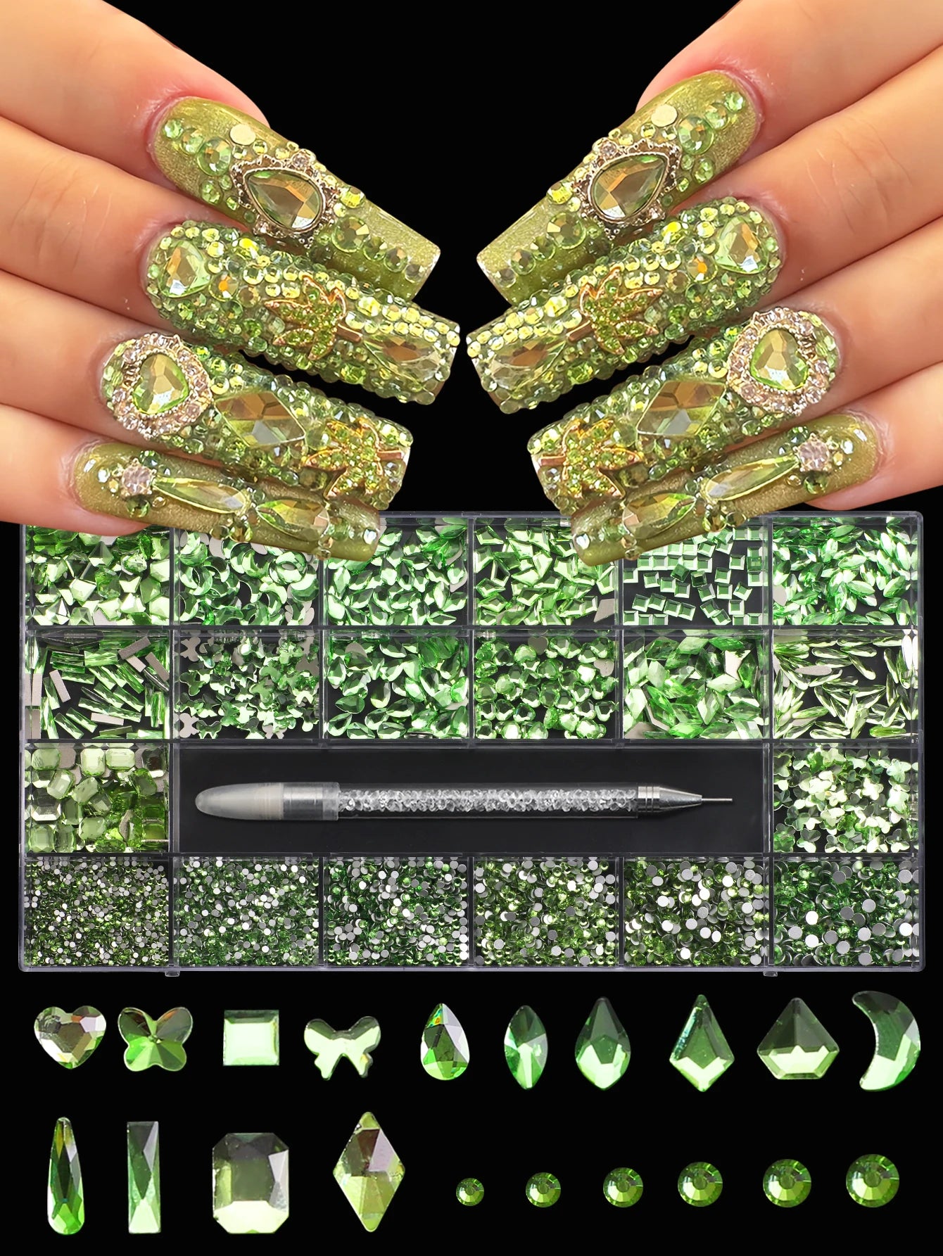 Hign-concerned Glass Nail Art Diamonds 21 Grid Rhinestones