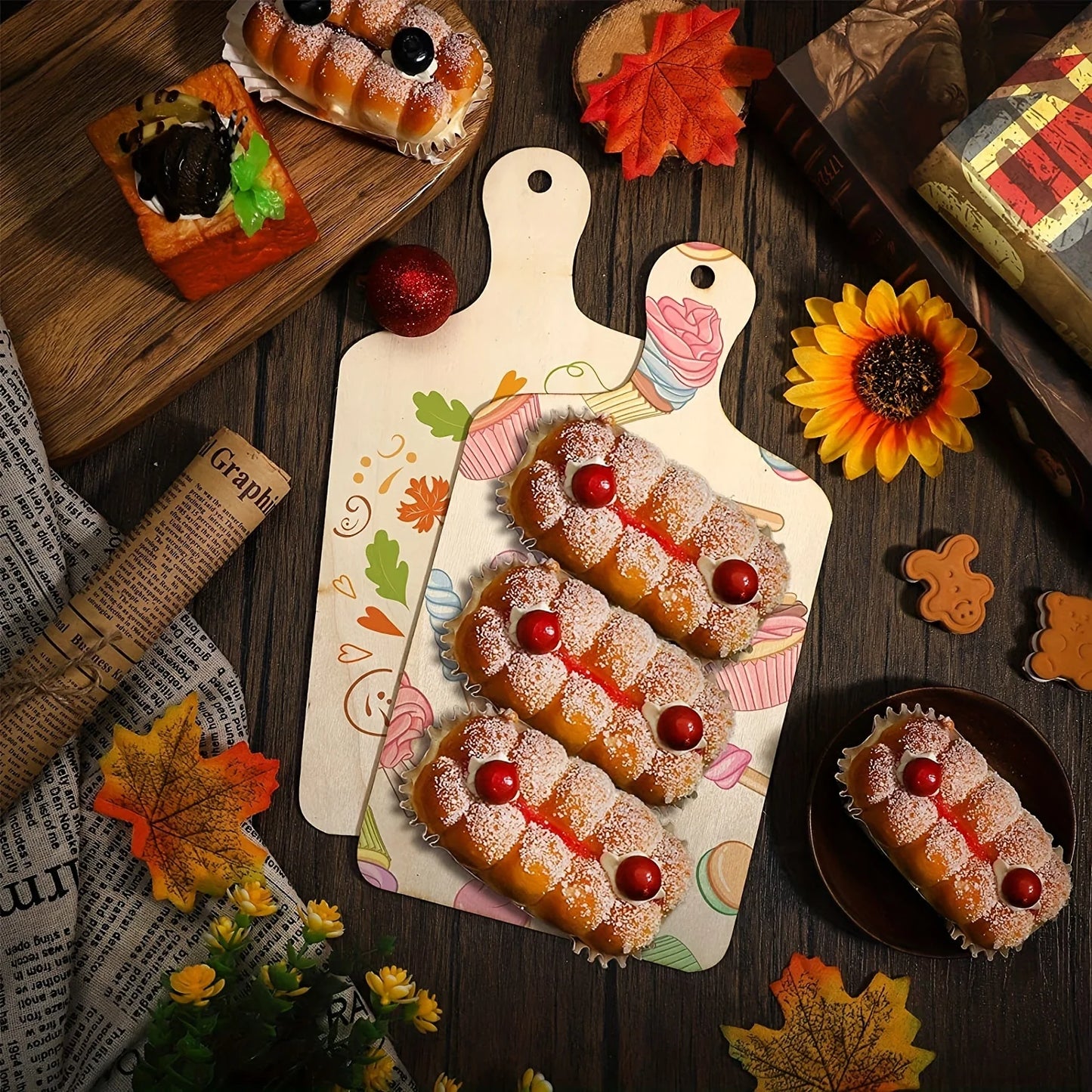 Choice Wooden Serving Board Set 6 Piece Cheese Bread Paddle