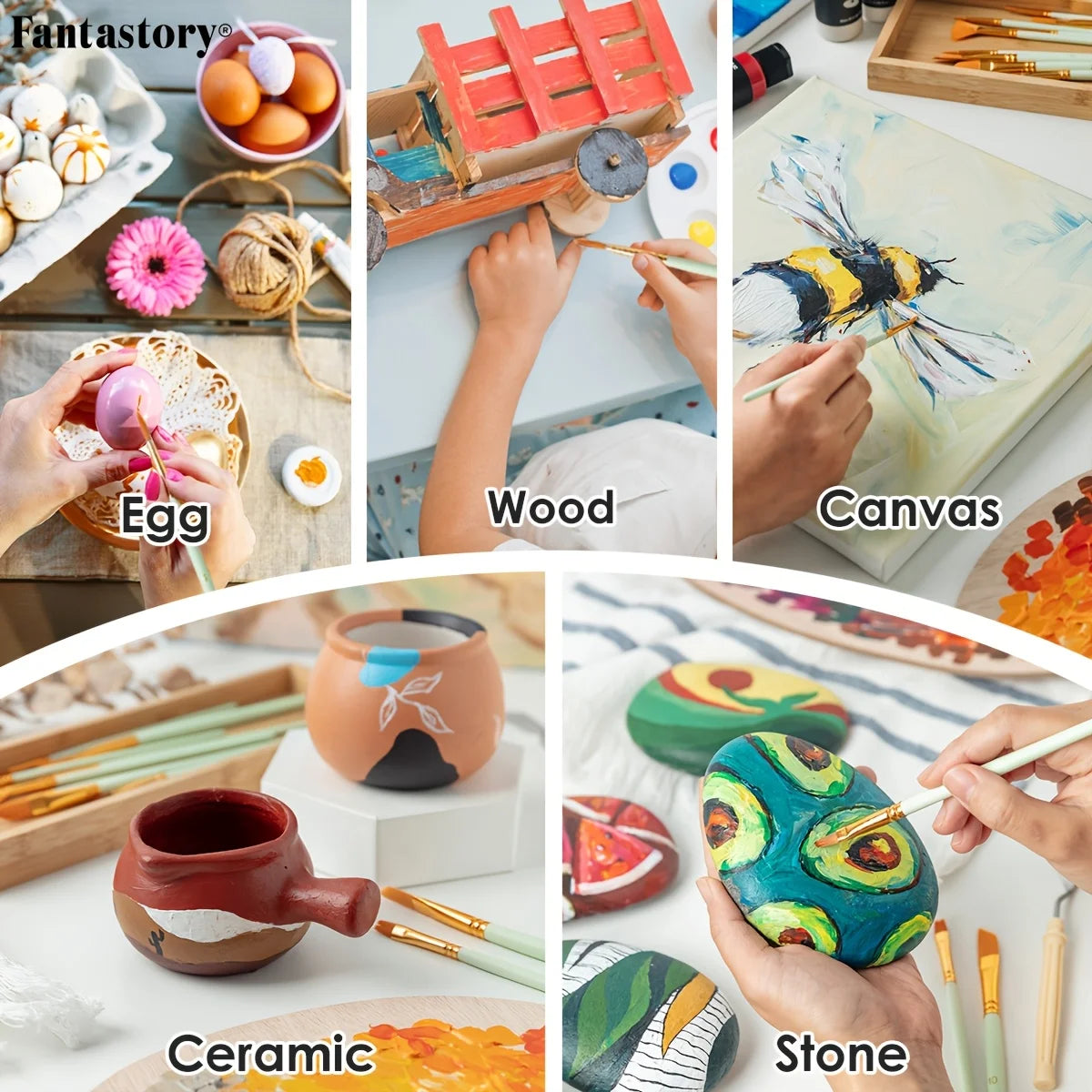 Hign-concerned Fantastory Acrylic Paint Kit With 12 Brushes