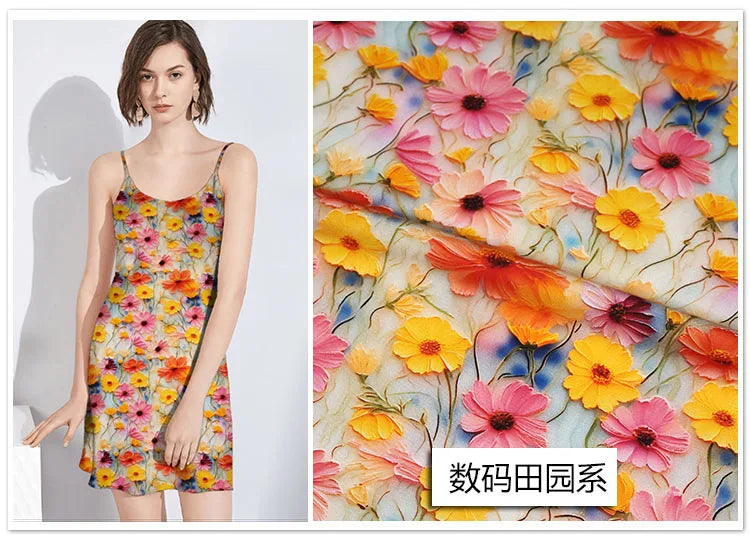 CN Zhejiang 3D Printed Rayon Fabric By The Meter Dress