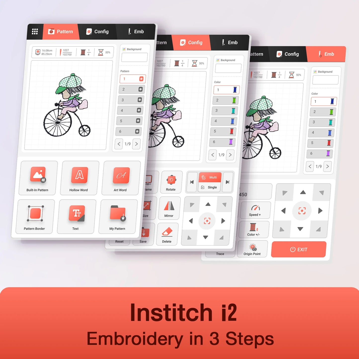 Poolin EOC05 Computerized Embroidery Machine with Threads and Stabilizer