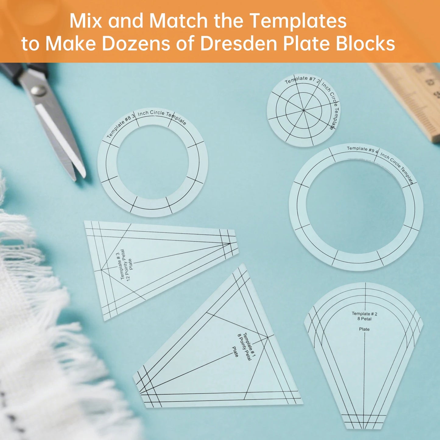 ChgImposs All In One Quilting Patchwork Ruler Set With Shapes