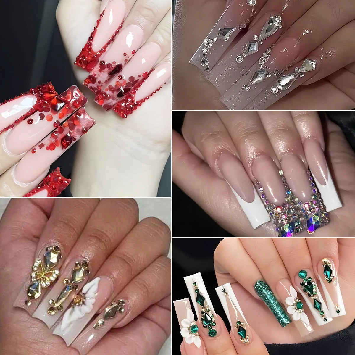 Hign-concerned Glass Nail Glitter Diamonds and Rhinestones