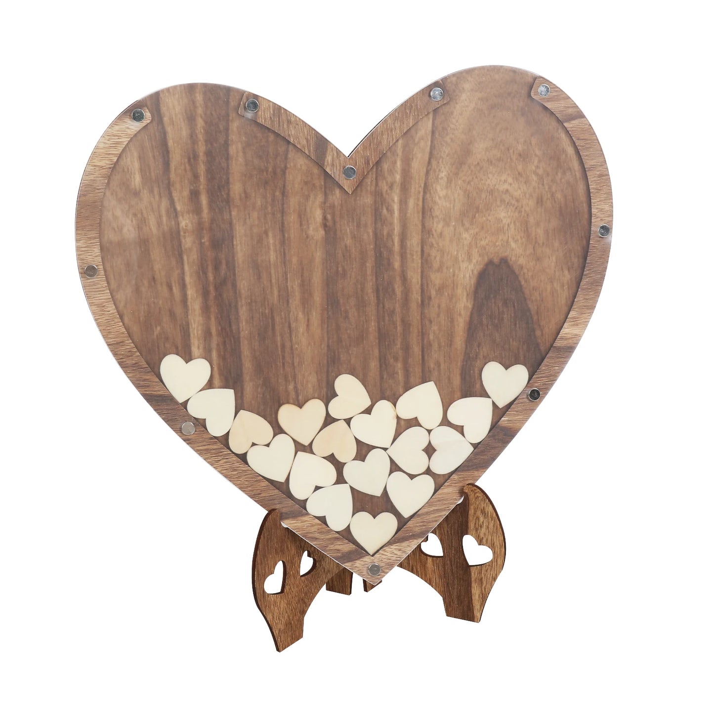 Rustic Wooden Wedding Guest Book With Heart-Shaped Design
