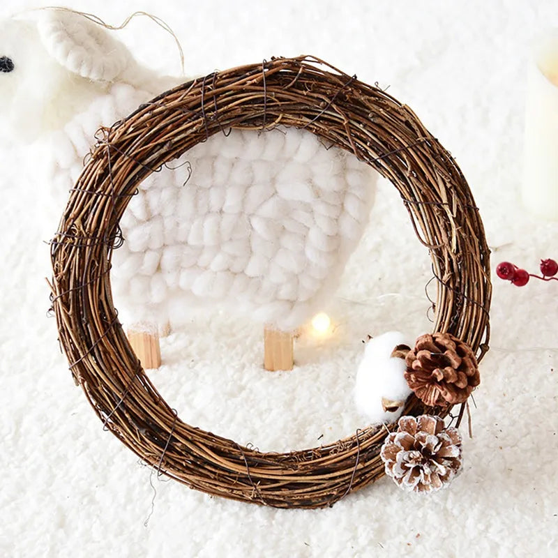 Natural Rattan Ring Christmas Garland Floral Wreath