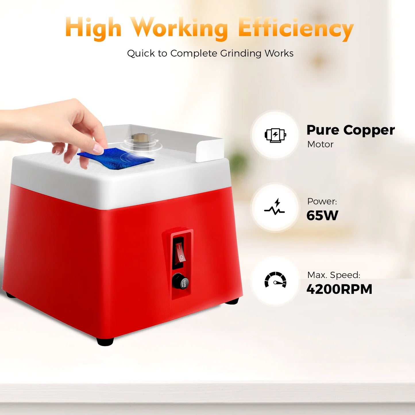 Red Mini Electric Grinder for Stained Glass Polishing