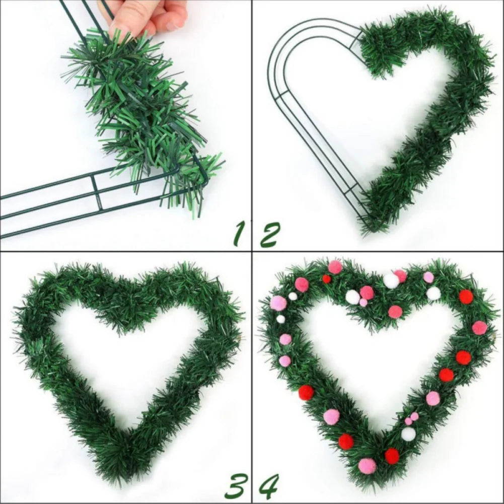 3 Pieces Heart Shaped Metal Wire Wreath Frame Set