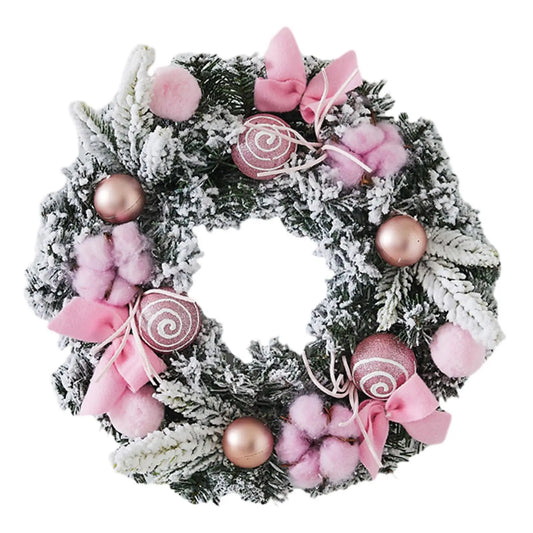 Unique Winter Wreath Handcrafted Front Door Decor With Pink Bow