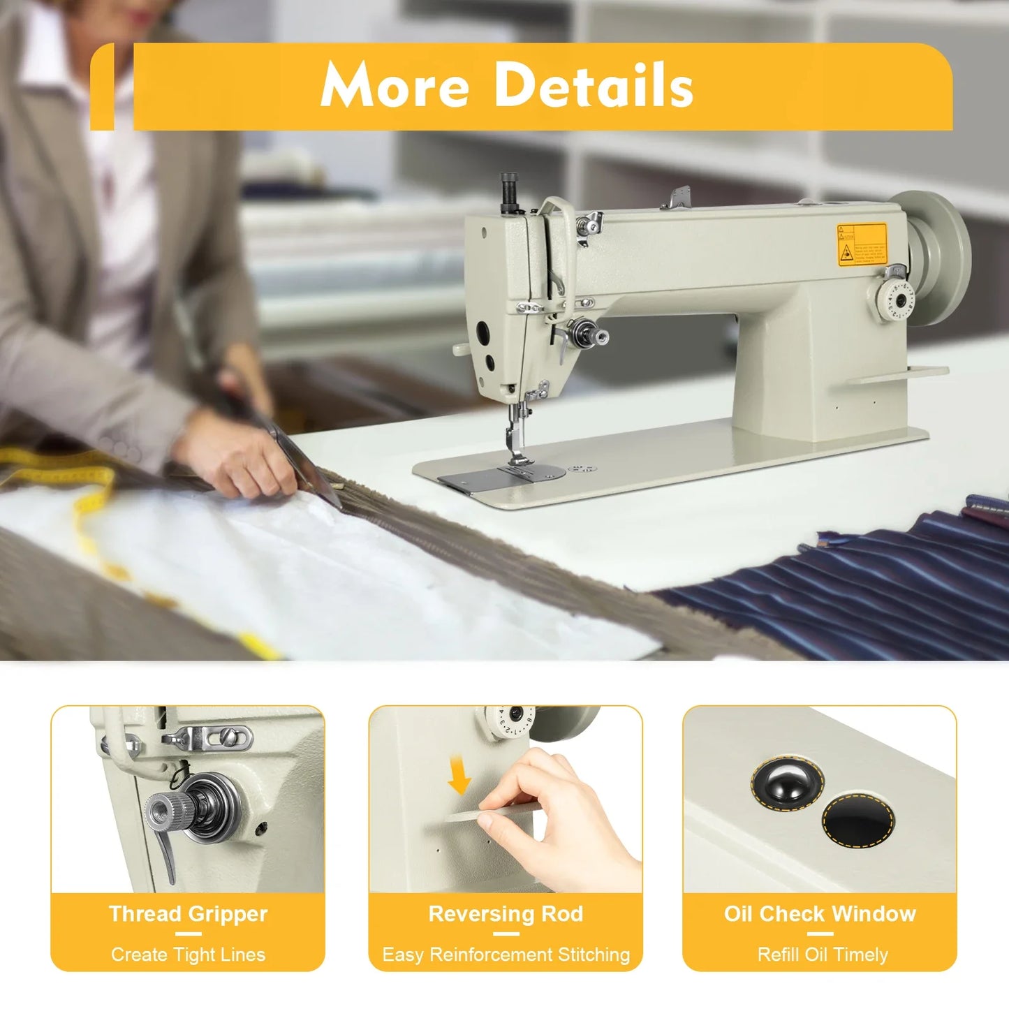 3000 SPM Heavy Duty Industrial Sewing Machine For Thick Fabrics