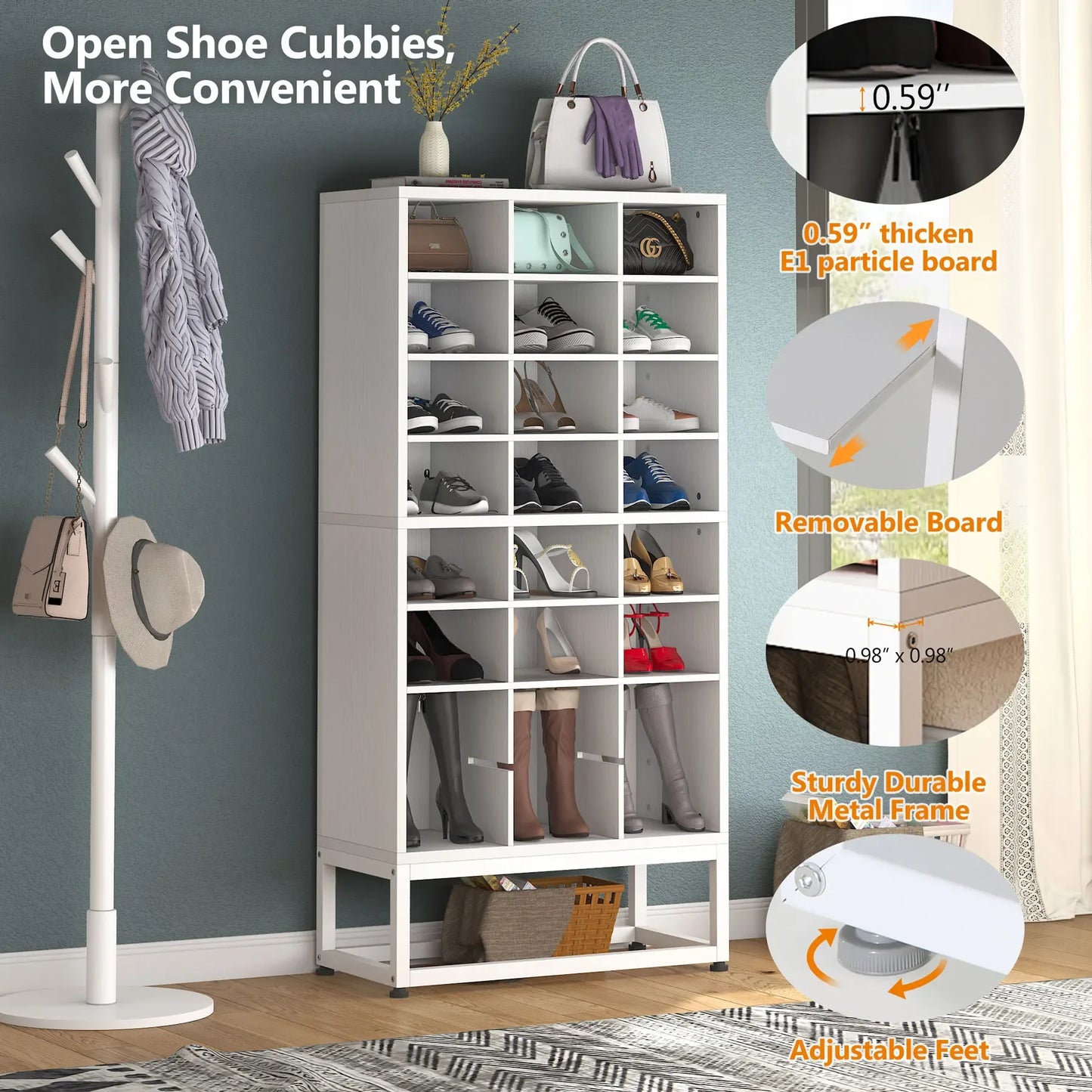 Tribesigns 8-Tier Wooden Shoe Cabinet with Display Shelf