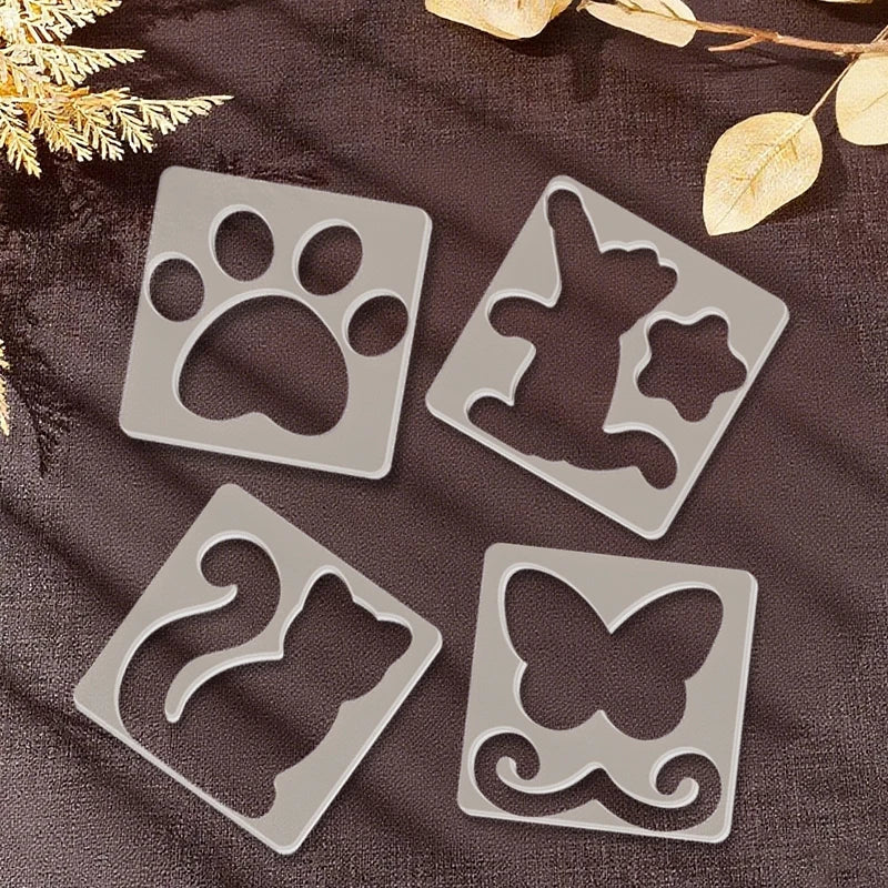 YOMDID 4pcs Cat Pattern Quilting Template Set Transparent Acrylic Rulers