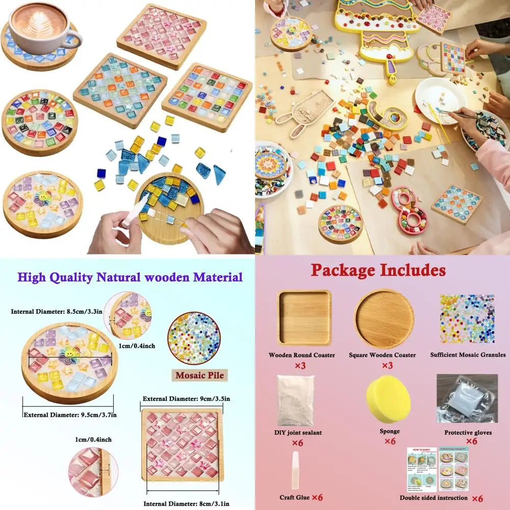 Mosaic Tiles DIY Kit For Coasters Six Set Glass Mosaic