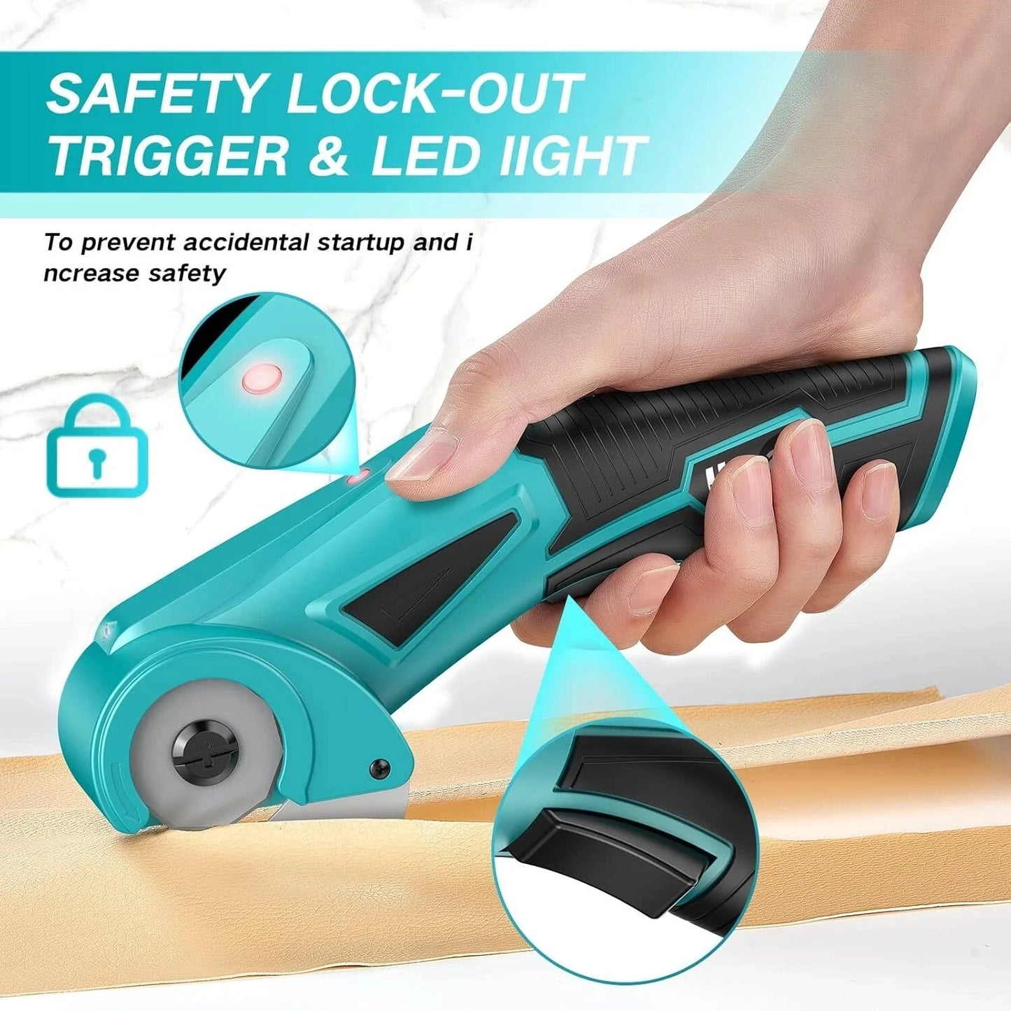 Cordless Electric Rotary Cutter Scissors With Led And Safety