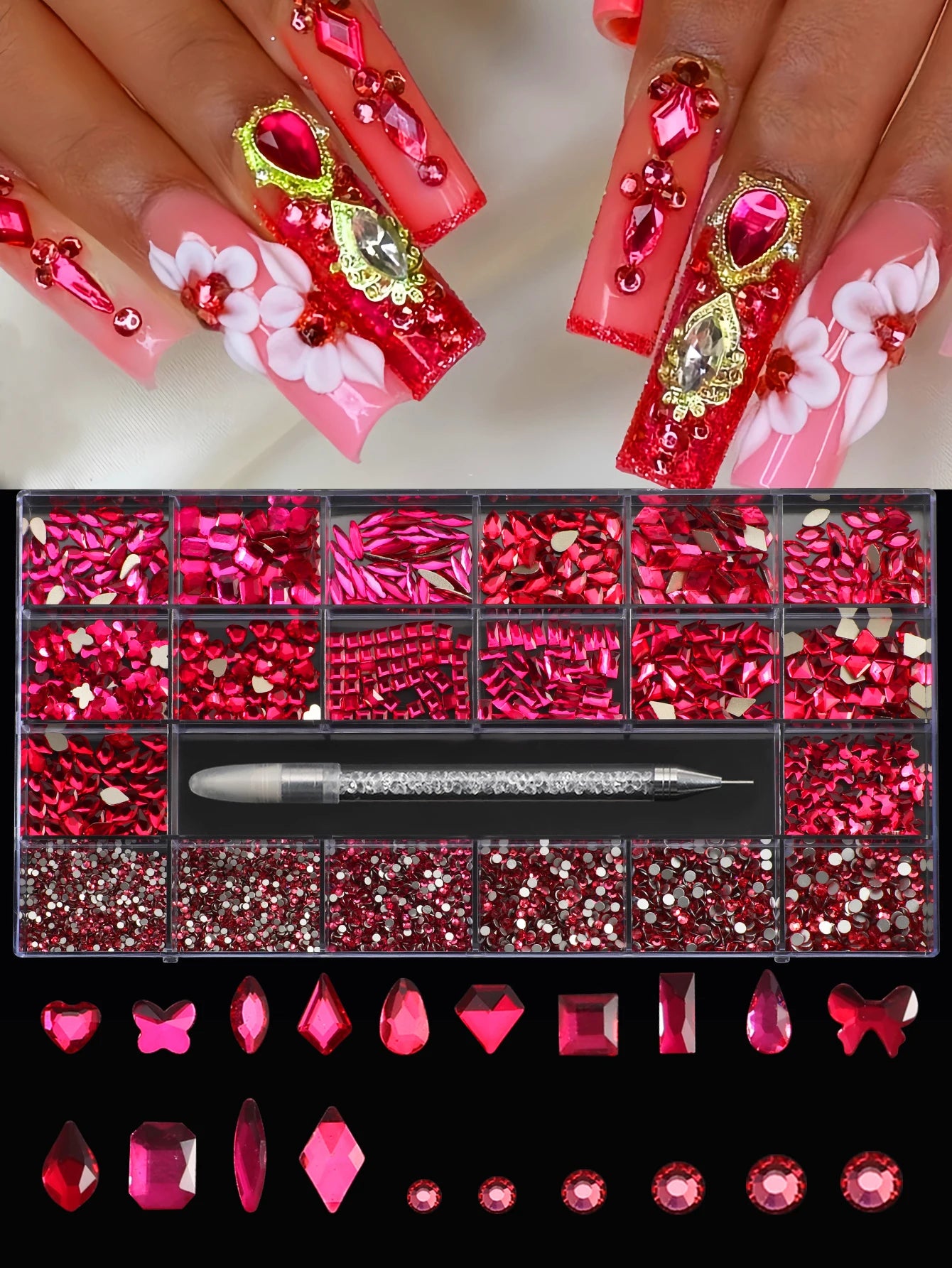 Hign-concerned Glass Nail Art Diamonds 21 Grid Rhinestones